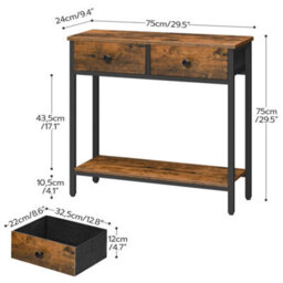 Console Hallway Side Table With 2 Non-Woven Drawers Storage - thumbnail 2