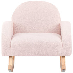 Beliani Kids Rocking Chair Hug Boucle Pastel Pink - thumbnail 5
