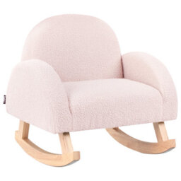 Beliani Kids Rocking Chair Hug Boucle Pastel Pink - thumbnail 4