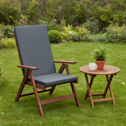 SOFTILLO High Back Garden Chair Cushion Waterproof Outdoor Patio Recliner Seat Pad Luxury Furniture Support 120X45X4Cm Graphite - thumbnail 2