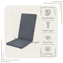 SOFTILLO High Back Garden Chair Cushion Waterproof Outdoor Patio Recliner Seat Pad Luxury Furniture Support 120X45X4Cm Graphite - thumbnail 5
