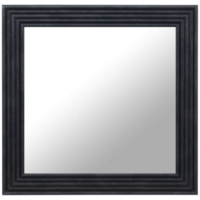Biznest Square Shaped Bold Frame Wall Mounted Mirror For Bedroom, Hallway & Living Room Clear Glass Surface Easy Hanging Art Black