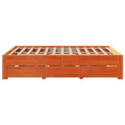 Berkfield Bed Frame Without Mattress With Drawers Wax Brown 140X190 Cm Solid Wood Pine - thumbnail 5