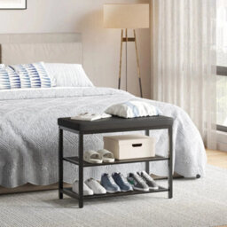 3Tier Shoe Storage Rack Shoe Bench W/ Cushion Padded Seat - thumbnail 5