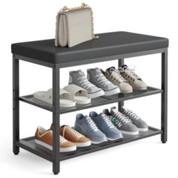 3Tier Shoe Storage Rack Shoe Bench W/ Cushion Padded Seat - thumbnail 1