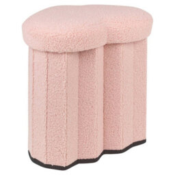 Urbn-Living Heart Shape Boucle Storage Ottoman Stool With Lid, Teddy Fabric Pouffe Seat - Pink - thumbnail 8