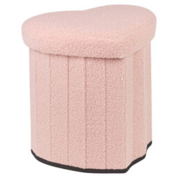 Urbn-Living Heart Shape Boucle Storage Ottoman Stool With Lid, Teddy Fabric Pouffe Seat - Pink - thumbnail 7