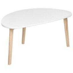 Wyld And Coco Compact White Laminated Mdf Coffee Tables Set Of 2 With Pine Wood Legs - Irregular Shape, Matt Finish - thumbnail 3