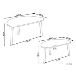 Wyld And Coco Compact White Laminated Mdf Coffee Tables Set Of 2 With Pine Wood Legs - Irregular Shape, Matt Finish - thumbnail 4