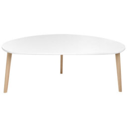 Wyld And Coco Compact White Laminated Mdf Coffee Tables Set Of 2 With Pine Wood Legs - Irregular Shape, Matt Finish - thumbnail 7