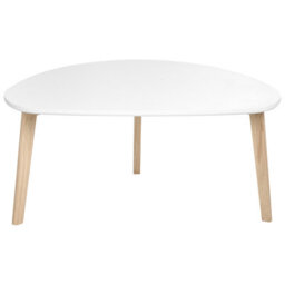 Wyld And Coco Compact White Laminated Mdf Coffee Tables Set Of 2 With Pine Wood Legs - Irregular Shape, Matt Finish - thumbnail 5