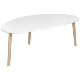 Wyld And Coco Compact White Laminated Mdf Coffee Tables Set Of 2 With Pine Wood Legs - Irregular Shape, Matt Finish - thumbnail 6