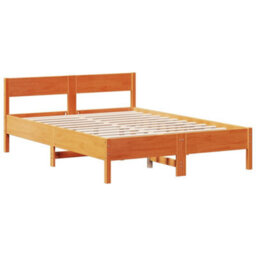 Berkfield Bookcase Bed Without Mattress Wax Brown 150X200Cm King Size Solid Wood Pine - thumbnail 8