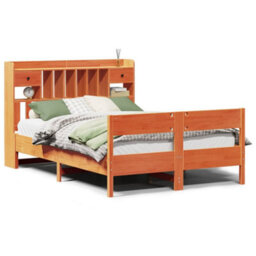 Berkfield Bookcase Bed Without Mattress Wax Brown 150X200Cm King Size Solid Wood Pine - thumbnail 2