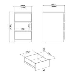 Furniture To Go Naia Bedside 3 Drawers In Black Matt (W) 40.2 X  (H) 70.1 X (D) 50Cm - thumbnail 8