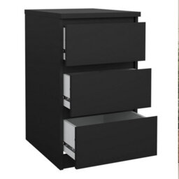 Furniture To Go Naia Bedside 3 Drawers In Black Matt (W) 40.2 X  (H) 70.1 X (D) 50Cm - thumbnail 5