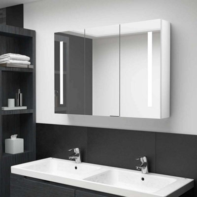 Vidaxl Led Bathroom Mirror Cabinet 89X14X62 Cm Shining White - image 1
