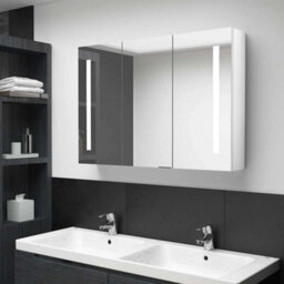 Vidaxl Led Bathroom Mirror Cabinet 89X14X62 Cm Shining White - thumbnail 1