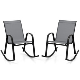 Costway Patio Rocking Chair Set Of 2 Outdoor All-Weather Metal Rockers - thumbnail 2