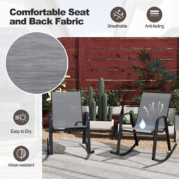 Costway Patio Rocking Chair Set Of 2 Outdoor All-Weather Metal Rockers - thumbnail 4