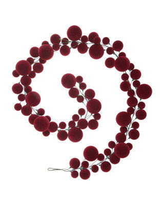 Werchristmas Burgundy Velvet Christmas Bauble Garland 9 Ft, 84 Shatterproof Baubles - image 1