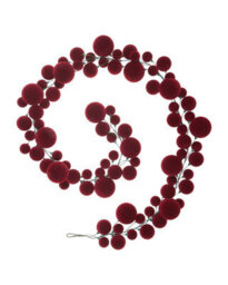 Werchristmas Burgundy Velvet Christmas Bauble Garland 9 Ft, 84 Shatterproof Baubles