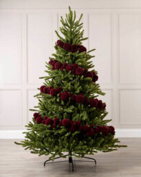 Werchristmas Burgundy Velvet Christmas Bauble Garland 9 Ft, 84 Shatterproof Baubles - thumbnail 2