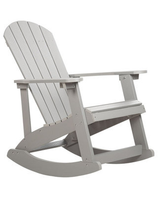 Wyld And Coco Garden Rocking Chair Light Grey Faux-Wood Slatted Outdoor Rocker, W76 X D94 X H100Cm - image 1