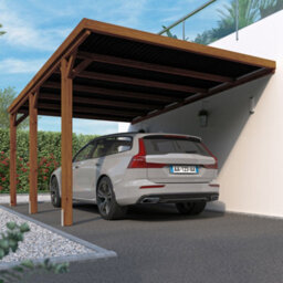 Cerland Victor Wall Mounted Wooden Carport 3M X 5M Opaque Roof With Galvanised Concrete-In Feet - thumbnail 2