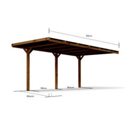 Cerland Victor Wall Mounted Wooden Carport 3M X 5M Opaque Roof With Galvanised Concrete-In Feet - thumbnail 3