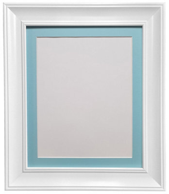 Frames By Post Scandi Vintage White Frame With Blue Mount For Image Size 12 X 10 Inch - image 1