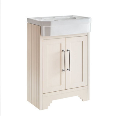 Homestylestore Antique White 570mm Bathroom Vanity Unit And Chrome T Bar Handles - image 1