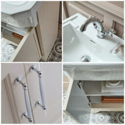 Homestylestore Antique White 570mm Bathroom Vanity Unit And Chrome T Bar Handles - thumbnail 2