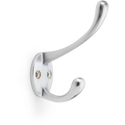 Loops Solid Brass Victorian Hat & Coat Hook - Wall Mounted Holder - Satin Chrome - image 1