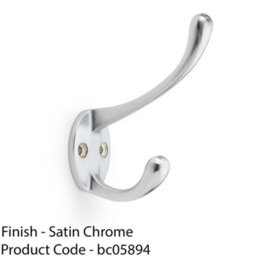 Loops Solid Brass Victorian Hat & Coat Hook - Wall Mounted Holder - Satin Chrome - thumbnail 2