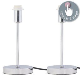 First Choice Lighting Set Of 2 Chrome Touch Operated Stick Table Lamp Bases Only - thumbnail 1