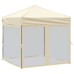 Walplus Folding Party Tent Garden Gazebo Canopy With Sidewalls Cream 2X2 M - thumbnail 2