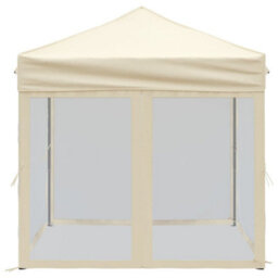 Walplus Folding Party Tent Garden Gazebo Canopy With Sidewalls Cream 2X2 M - thumbnail 4