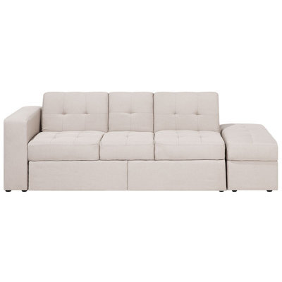 Beliani Sofa Bed 3 Seater Falster Fabric Beige With Storage - image 1