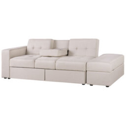 Beliani Sofa Bed 3 Seater Falster Fabric Beige With Storage - thumbnail 6