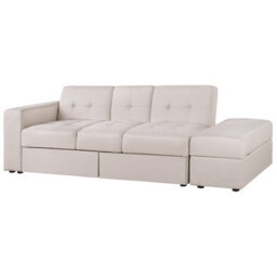 Beliani Sofa Bed 3 Seater Falster Fabric Beige With Storage - thumbnail 5