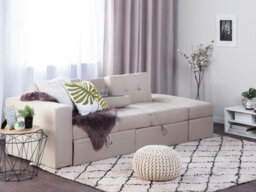 Beliani Sofa Bed 3 Seater Falster Fabric Beige With Storage - thumbnail 2