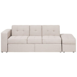 Beliani Sofa Bed 3 Seater Falster Fabric Beige With Storage - thumbnail 1
