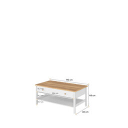 Arte White Matt & Oak Nash Story 60Cm Coffee Table With Drawer And Lower Shelf - thumbnail 2