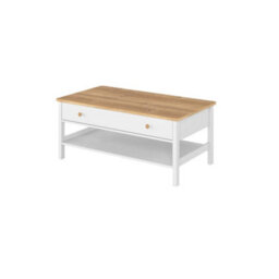Arte White Matt & Oak Nash Story 60Cm Coffee Table With Drawer And Lower Shelf - thumbnail 1