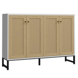 White Storage Sideboard With Rattan Decorated 4 Door - thumbnail 6