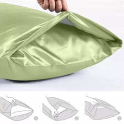 Ameha Mint Stain Silk Pillowcase Ultra Soft Anti Wrinkle Pillow Cover For Hair & Skin Friendly Standard Size 50X75Cm Pair - thumbnail 2