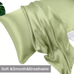 Ameha Mint Stain Silk Pillowcase Ultra Soft Anti Wrinkle Pillow Cover For Hair & Skin Friendly Standard Size 50X75Cm Pair - thumbnail 3