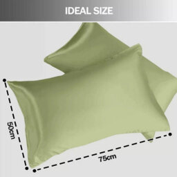 Ameha Mint Stain Silk Pillowcase Ultra Soft Anti Wrinkle Pillow Cover For Hair & Skin Friendly Standard Size 50X75Cm Pair - thumbnail 9