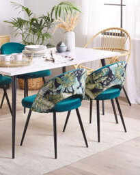 Beliani Set Of 2 Dining Chairs Vivian Velvet Sea Blue - thumbnail 2